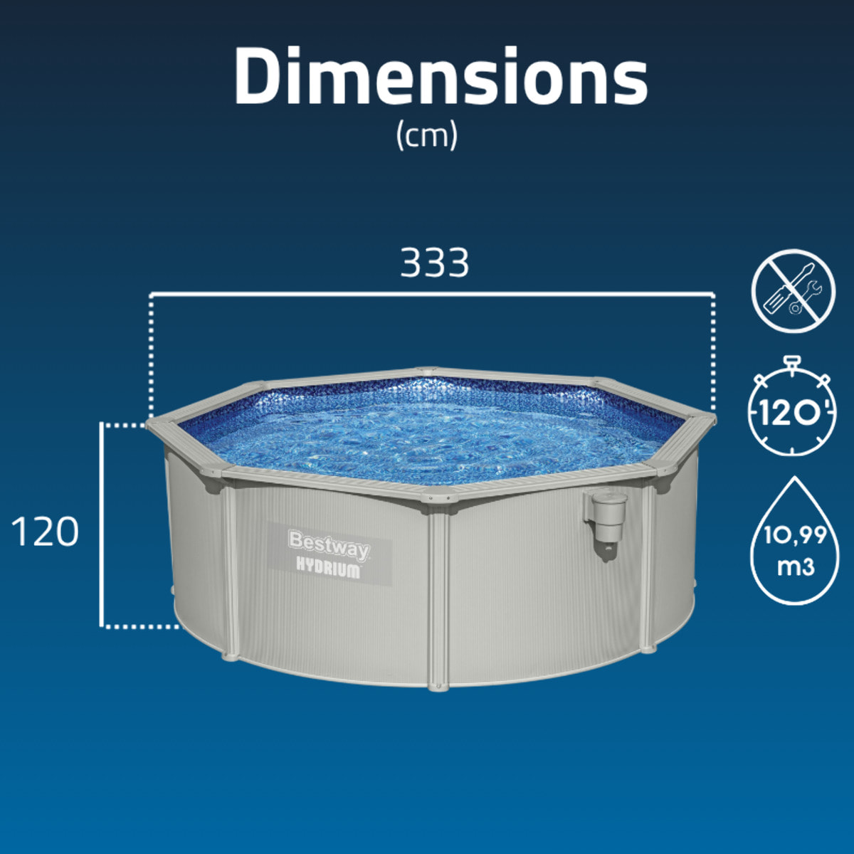 Bestway Piscine acier ronde Bestway Hydrium 360 x 120 cm gris