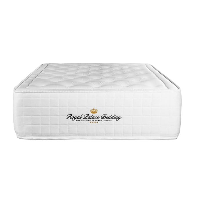 Ensemble Matelas à mémoire de forme maxi épaisseur Buckingham sommier KIT blanc + Sommier tapissier en kit cm d'épaisseur - Matelas à Mémoire de forme de 30cm d'épaisseur - 1 place