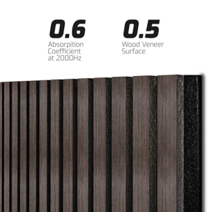 Beethoven - Set di 4 pannelli fonoassorbenti decorativi in legno 150x60 cm, marrone scuro