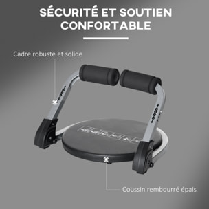 Appareil à abdominaux crunch musculation compact et pliable 3 niveaux de résistance acier PU noir