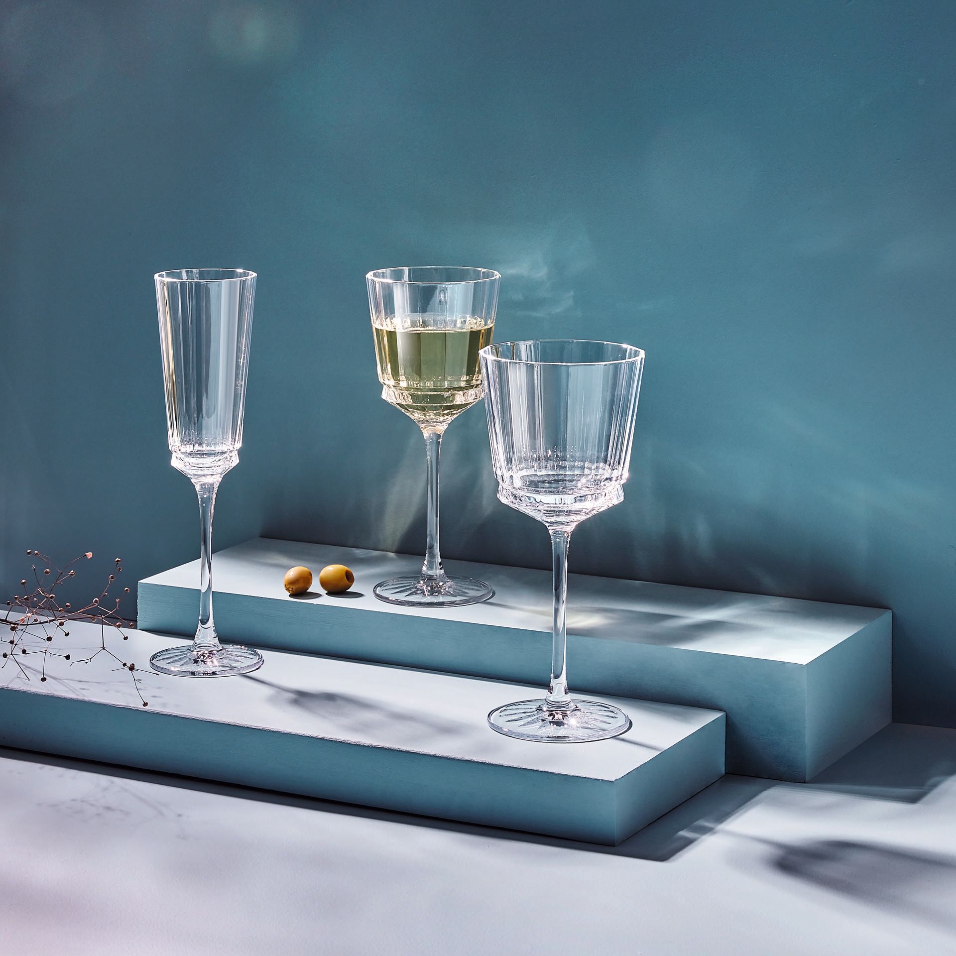 4 verres à pied 35cl Macassar - Cristal d'Arques - Verre ultra transparent au design vintage