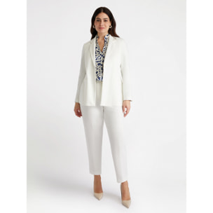 Fiorella Rubino - Blazer lungo in tessuto stretch con bottone - Bianco