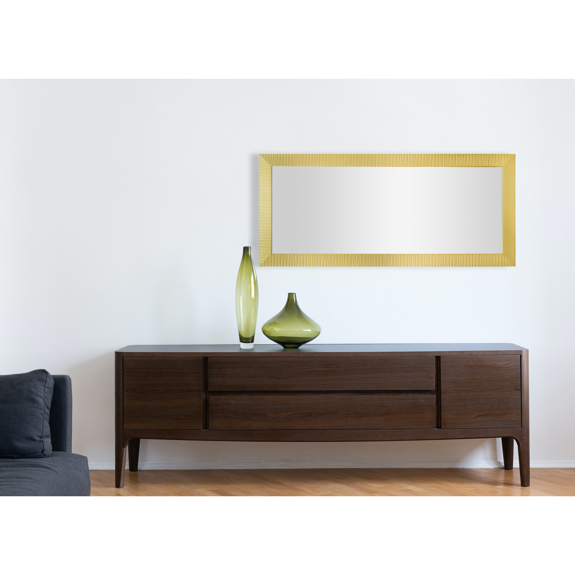 Espejo rectangular Parallel poliestireno dorado 143x63x2 cm