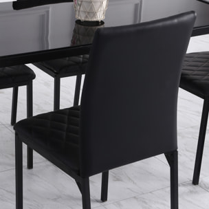 Lot de 4 chaises de salon design Chesterfield effet capitonné métal synthétique noir