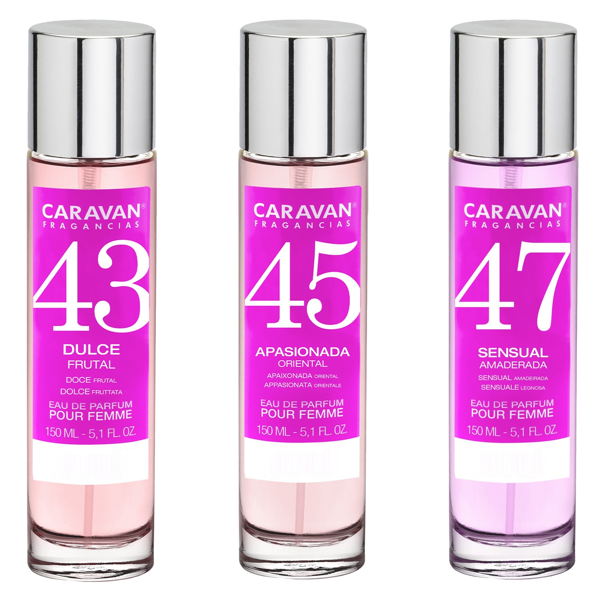 3x caravan perfume de mujer nº45 nº43 nº47 - 150ml.