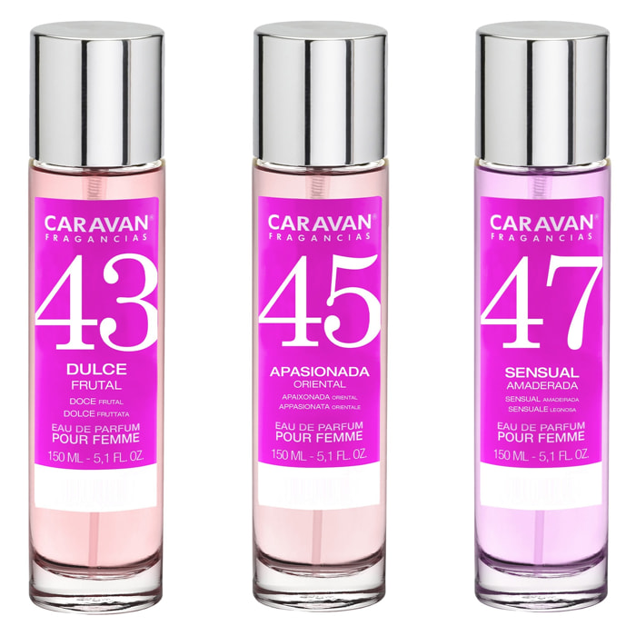 3x caravan perfume de mujer nº45 nº43 nº47 - 150ml.