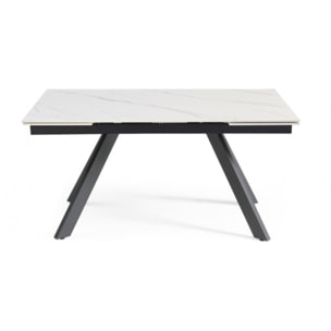 Table extensible en céramique marbre blanc L160/240cm - 9 piètements - UNIK