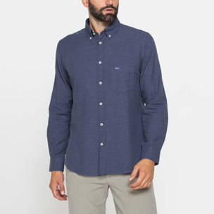 CAMICIA DI FLANELLA TINTA UNITA CON TASCHINO