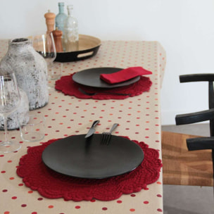 Set de table rond lavable matelassé coton - Rouge