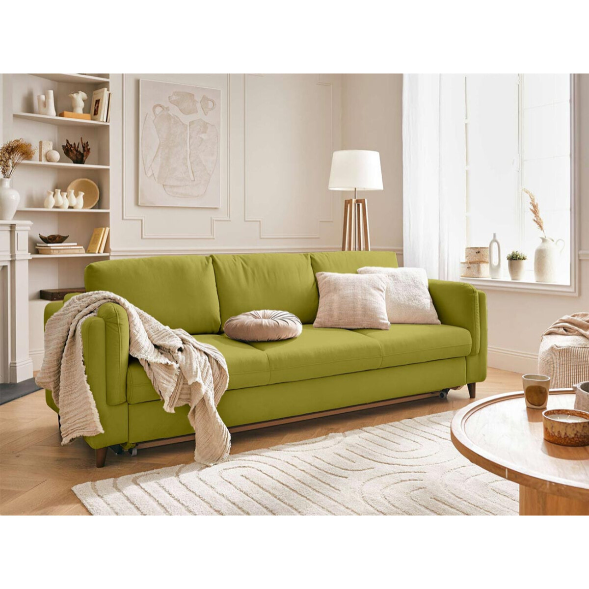 Brooke - canapé 3 places - convertible - en velours - Vert Olive