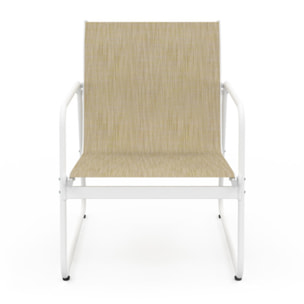 Salon de jardin 4 places en textilène blanc et beige