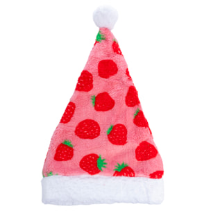 Gorro de felpa extrasuave. Diseño fresas. 31x48 cm.