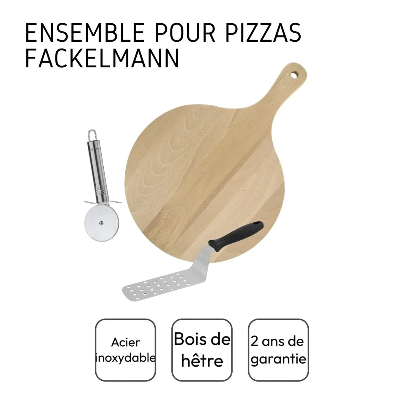 Ensemble de 3 ustensiles pour pizzas Fackelmann