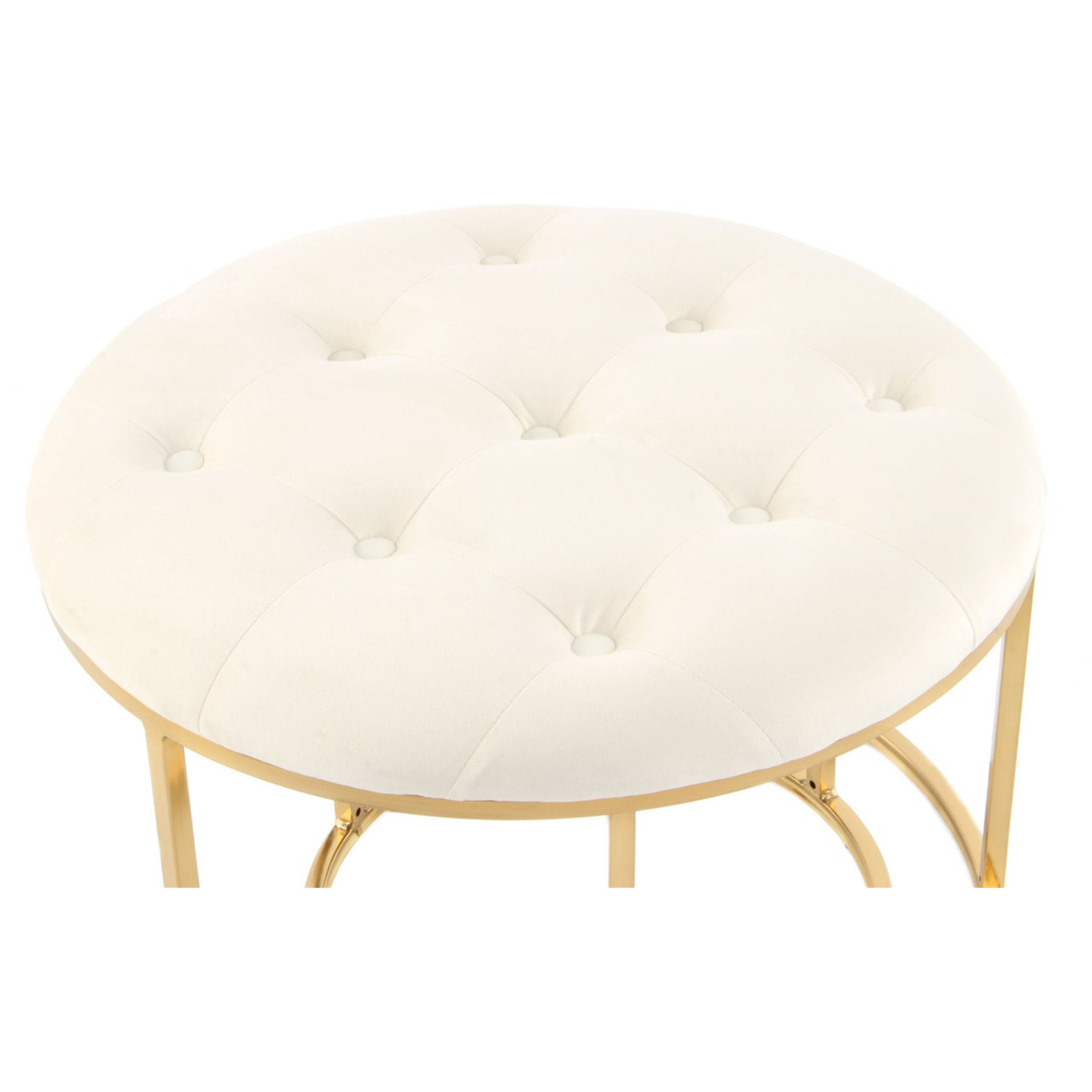Set di 2 Pouf Myla in velluto avorio e oro