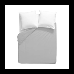 Housse de couette percale de coton uni gris La percale francaise platine