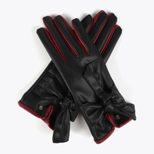 Guanti Effetto Pelle con Fiocco
