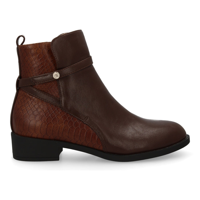 Botin mujer plano, estampado liso.