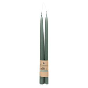 Lot de 2 bougies bâtons "Hugo" en coton H30cm vert céladon