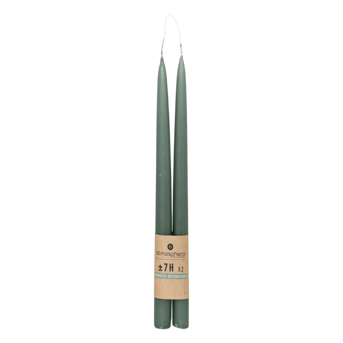 Lot de 2 bougies bâtons "Hugo" en coton H30cm vert céladon