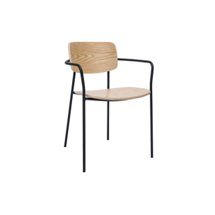 Chaises en bois clair chêne et métal noir (lot de 2) SUSAN