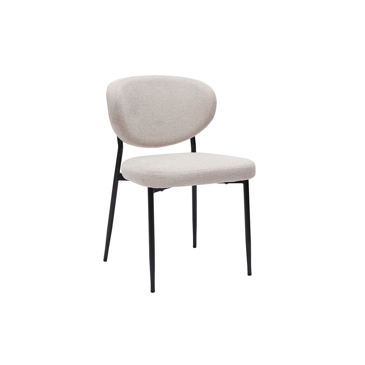 Chaises en tissu effet velours texturé beige et métal noir (lot de 2) BREKA
