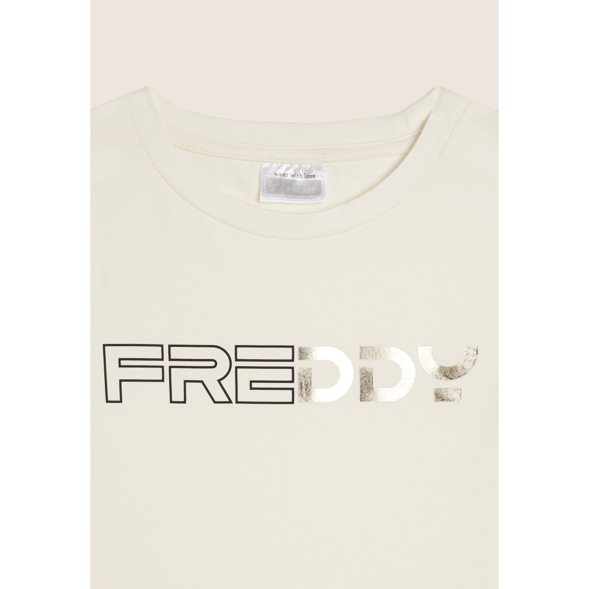 T-shirt Junior manica lunga con logo metallizzato