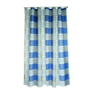 Rideau de douche Polyester CERAMIQUE 180x200cm QUALITE PREMIUM Bleu - Anneaux inclus MSV