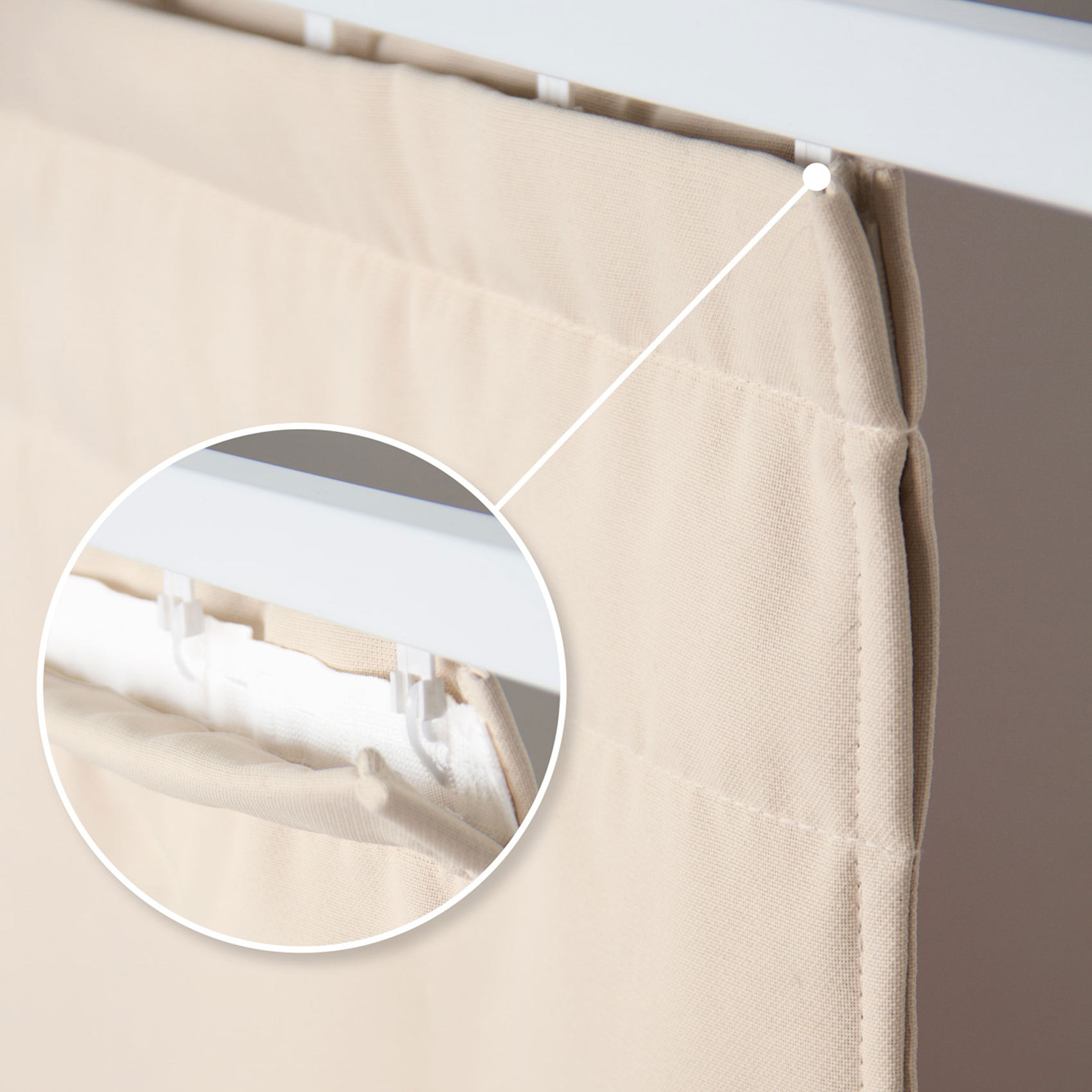 Rideau Séparateur de Pièce à galon et ourlet - Beige