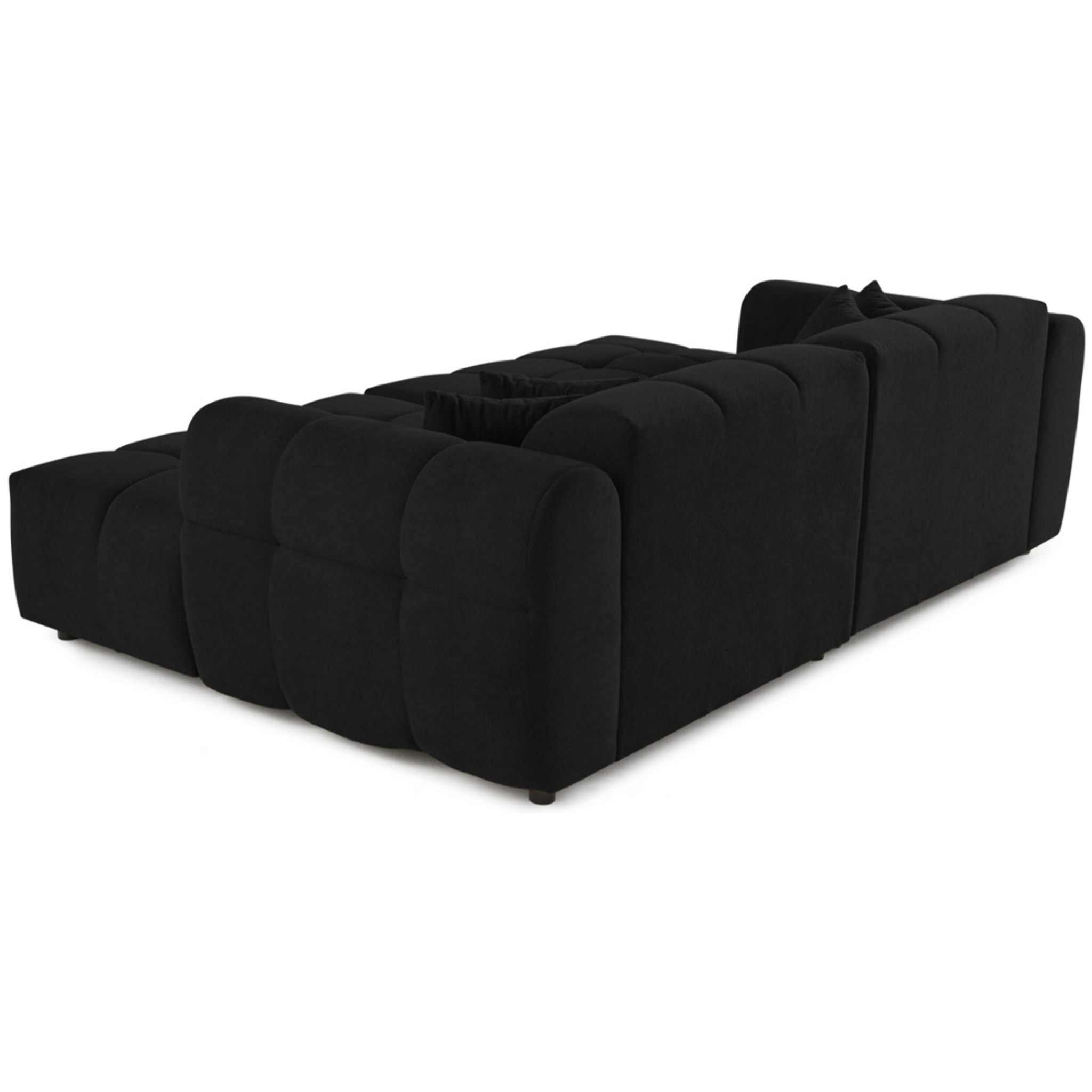 Ray - canapé droit 4 places avec double méridienne - assise profonde - en tissu texturé - Noir