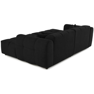 Ray - canapé droit 4 places avec double méridienne - assise profonde - en tissu texturé - Noir