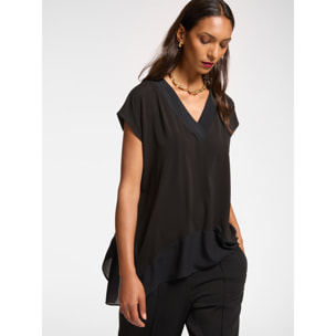 Elena Mirò - T-shirt lunga con punte al fondo - Nero