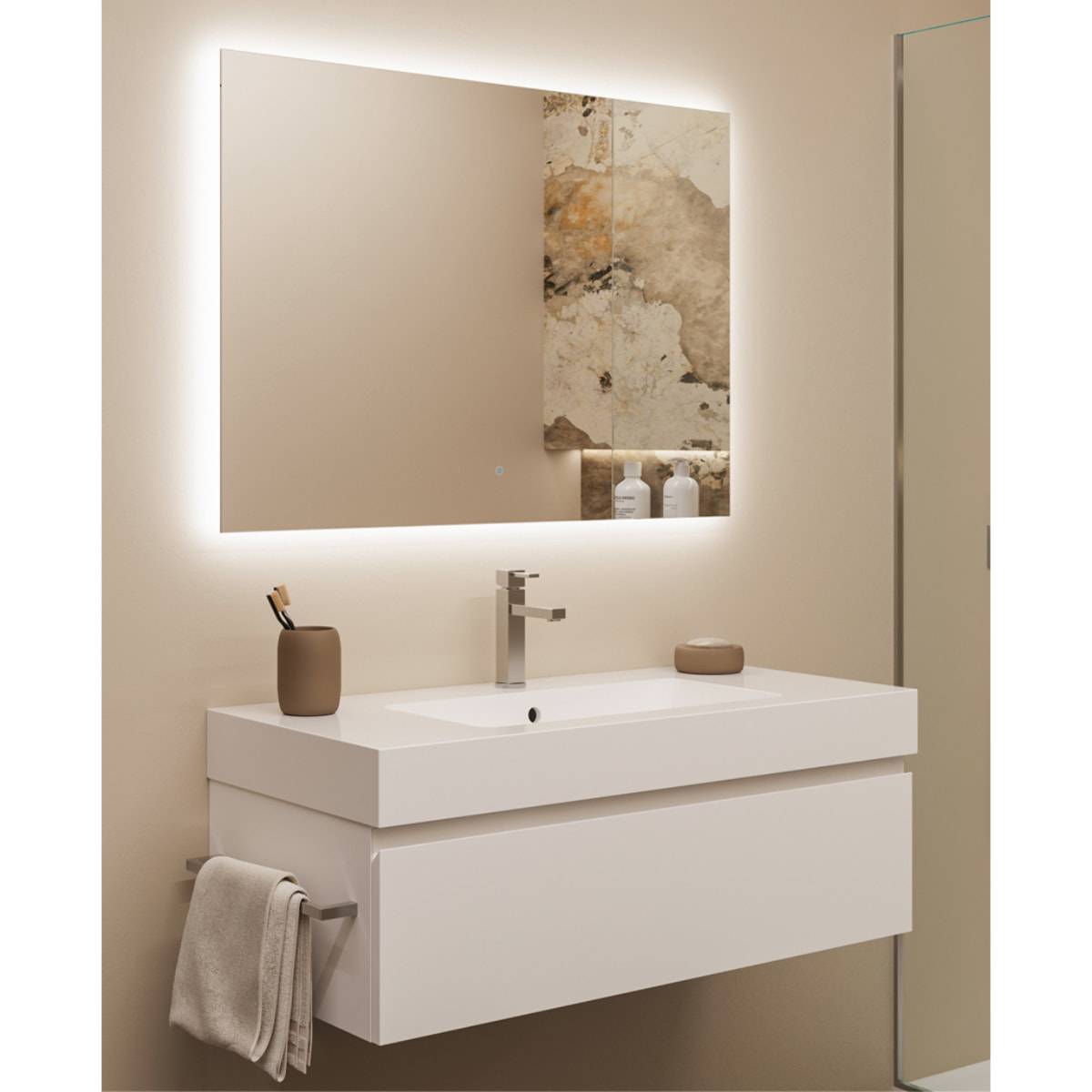 MOBILE DA BAGNO ZEFIRO 100 MONO BIANCO LUCE- 4 PEZZI