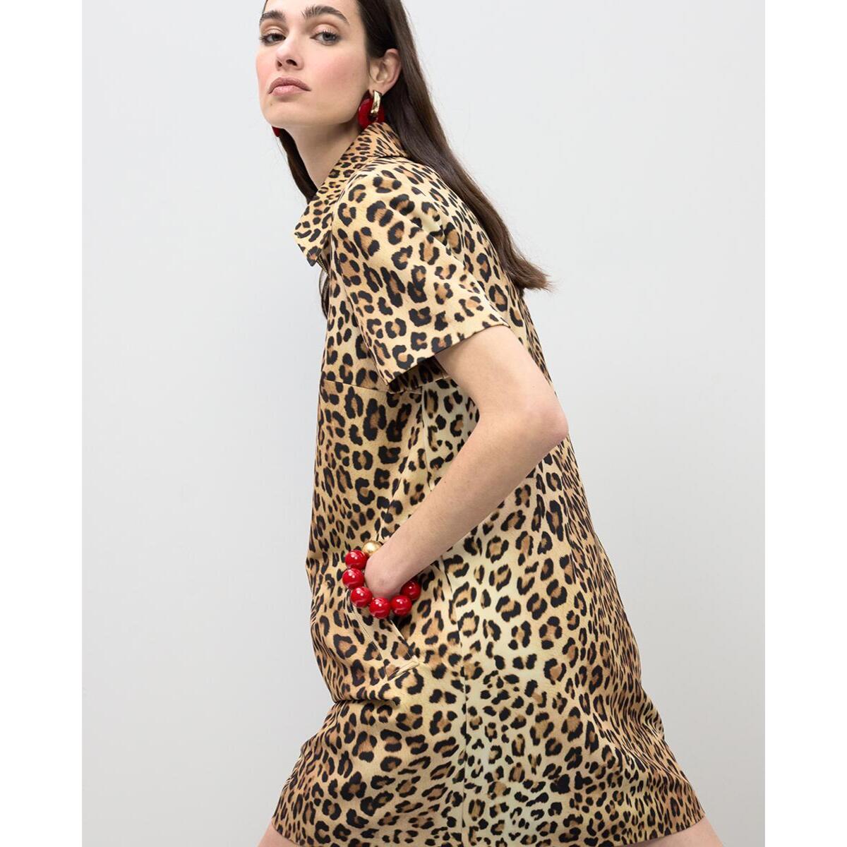 Abito corto con stampa animalier