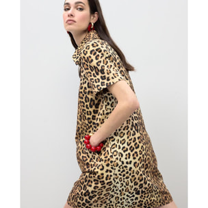 Abito corto con stampa animalier