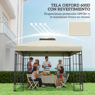 Techo de Repuesto para Cenador 3x3 m Cubierta de Repuesto 370g/ãŽ¡ con Techo Doble con Mosquitera Protección UV 30+ Toldo de Recambio para Pabellón Gazebo Crema