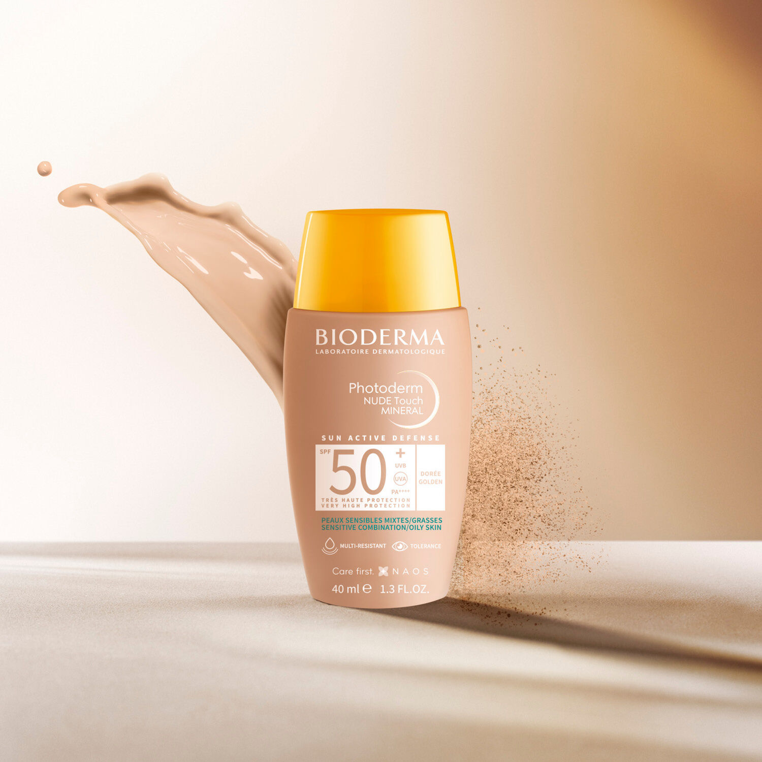 Photoderm Nude Touch - Soin Minéral Teinté Doré - Peaux Sensibles Mixtes/Grasses SPF50+ 40 ml