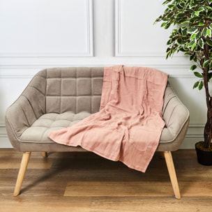 Plaid - HOME DECO FACTORY - Litchi - Gaze de coton - Rose