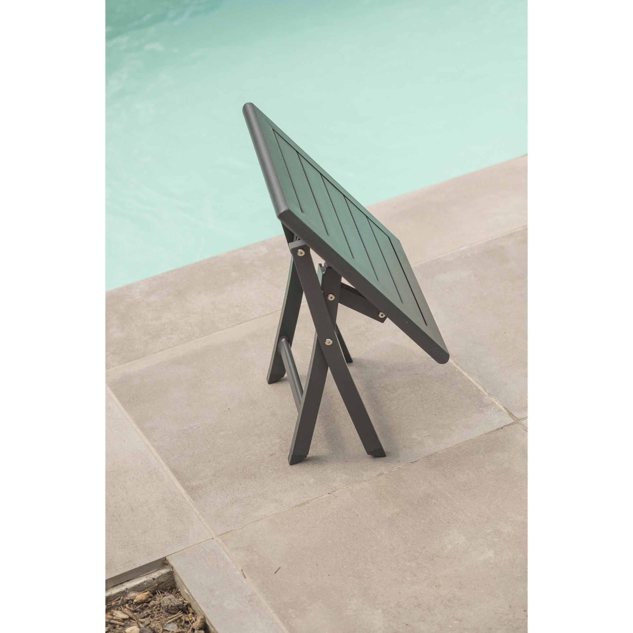 MARIUS - Table basse de jardin pliante en aluminium gris anthracite