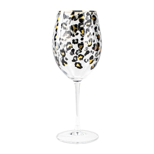 Lot de 4 verres à pied en verre 43cl motif léopard LEOPARD