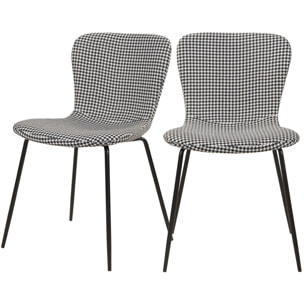Lot de 2 chaises à motifs pied-de-poule et pieds en métal - Koko