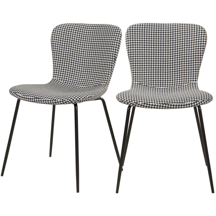 Lot de 2 chaises à motifs pied-de-poule et pieds en métal - Koko