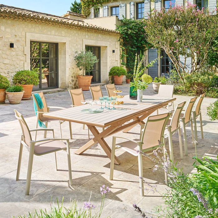 Table de jardin 10 places Axiome extensible argile