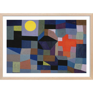 Poster Feu par pleine lune par Paul Klee Affiche + cadre en bois - Chêne