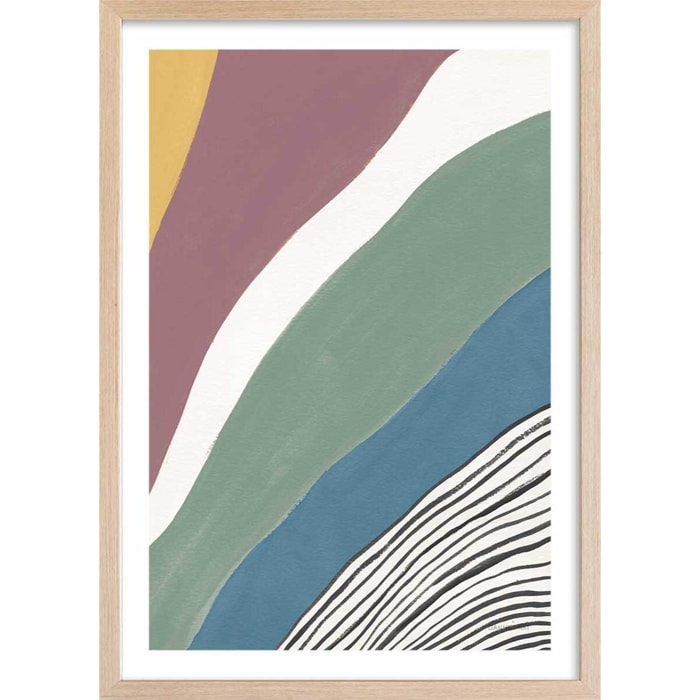 Affiche Retro coloré IV Affiche + cadre en bois - Chêne