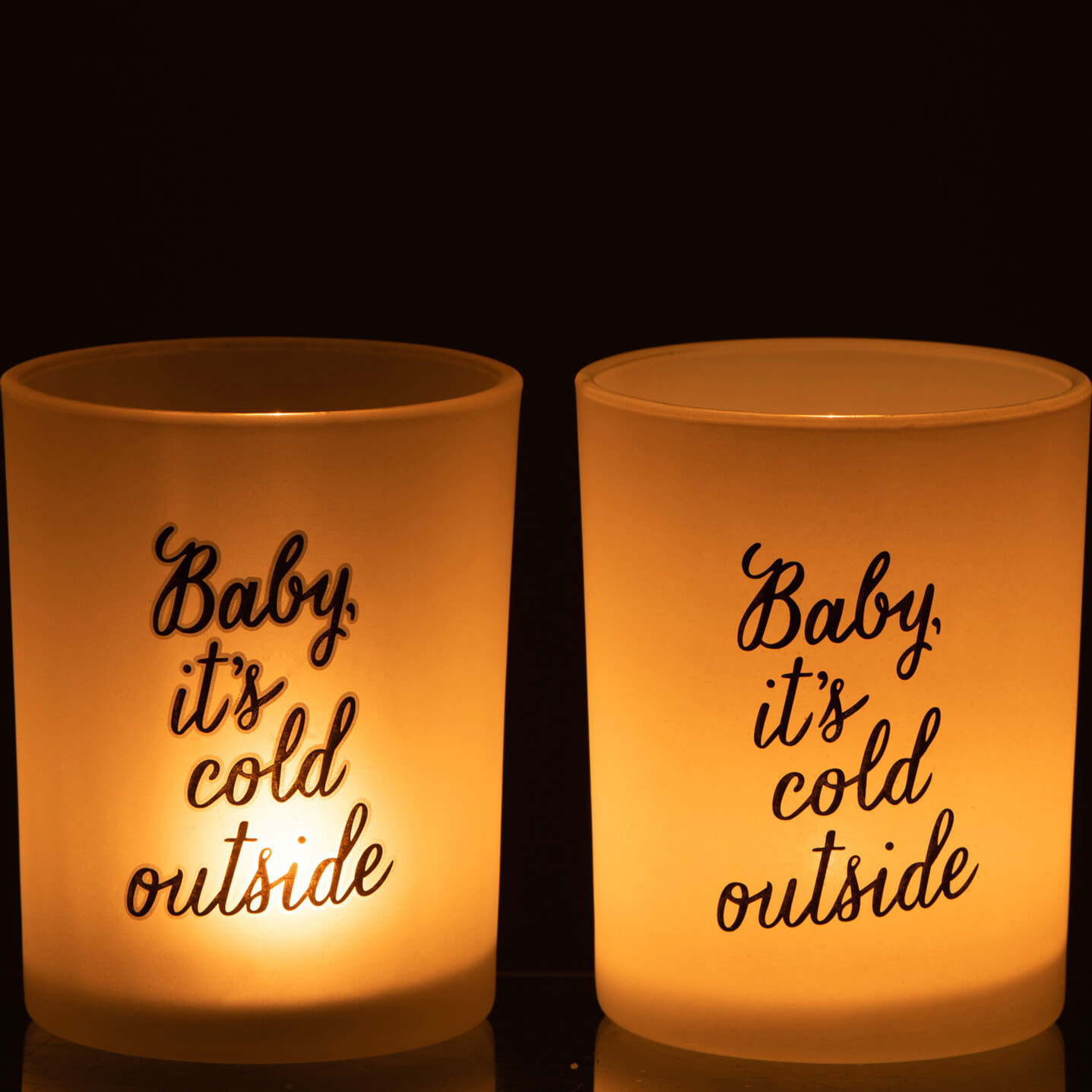J-Line photophore Baby - verre - blanc/noir - large - 2 pcs