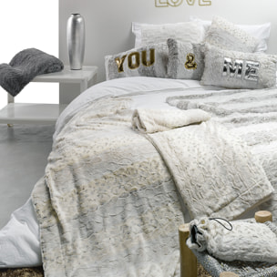 Plaid Fausse Fourrure 100% Polyester 420gsm Texto Crème