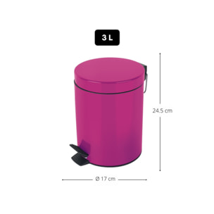Poubelle à pédale Acier SYDNEY 3L Rose Foncé Spirella