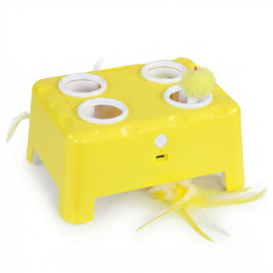 Jouet interactif chat rechargeable 3 modes réglables jaune