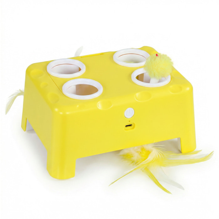 Jouet interactif chat rechargeable 3 modes réglables jaune