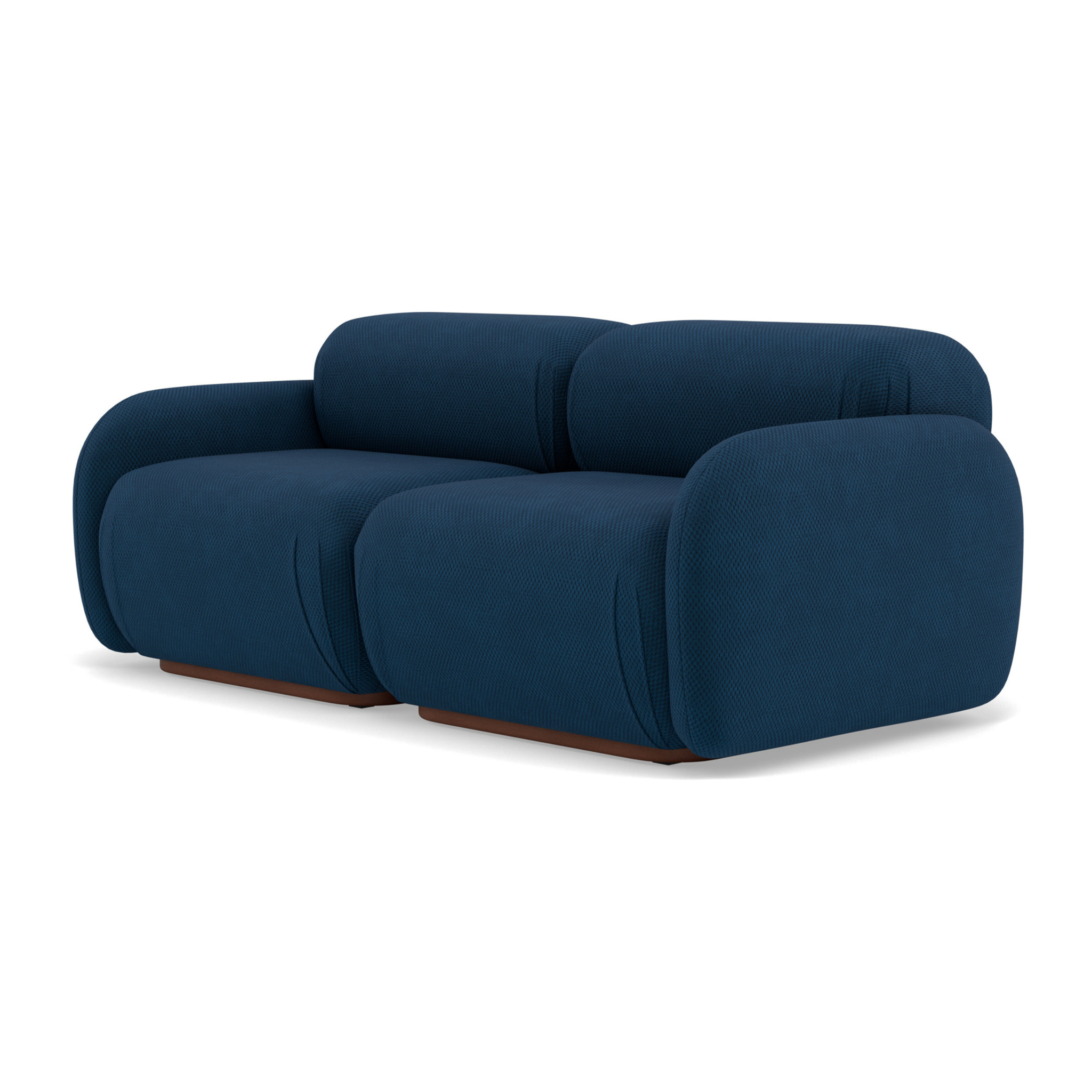 Penelope - canapé droit modulable 2 places en velours texturé - Bleu